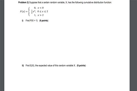 Solved Problem 2) Suppose that a certain random variable, X, | Chegg.com