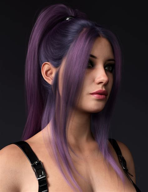 3 In1 Gothic Style Ponytail Hair Color Expansion Daz 3d And Poser