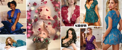 Avidlove Lingerie For Women Babydoll Lace Chemise V Neck Mesh Sleepwear Rose Red At Amazon Women