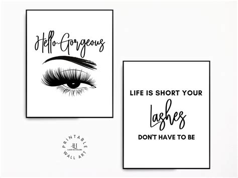 Lash Posters Eyelashes 3 Pc Set Printable Wall Art Lash Etsy