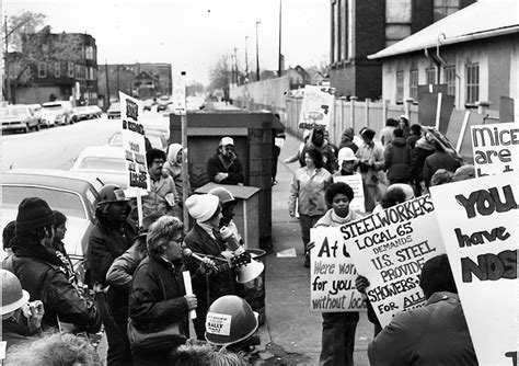 Local Rally At U S Steel South Works Protesting Sex Discrimination And Unhygienic Conditions
