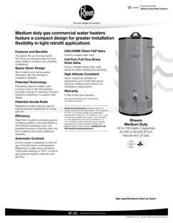 Rheem G N Water Heater Spec Sheet Water Heater Manuals