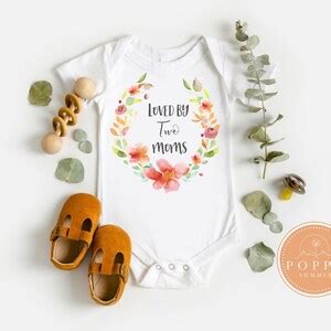 Loved By Two Moms Lesbian Baby Bodysuit Lesbian Baby Clothes Lgbt Baby Gift Samesex Parents Two