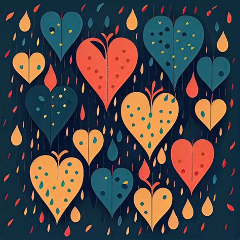 Premium Ai Image Rain Of Hearts Seamless Background Rain Hearts