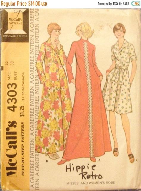 40 Off Sale 1970s Vintage Sewing Pattern Mccalls 4303 Misses Robe Pattern Size 16 Bust 38