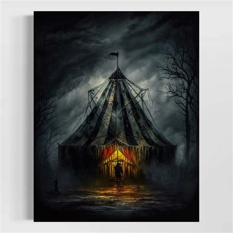 Moody And Dark Oil Painting Vintage Circus Poster Carnival Etsy