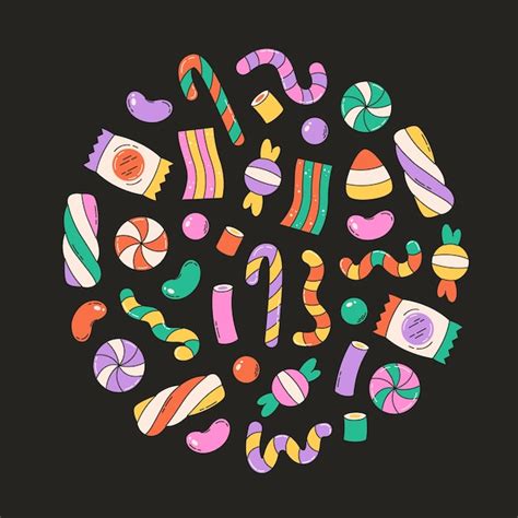Premium Vector Halloween Sweets And Candies Collection Happy Halloween