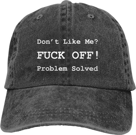 Ckxcdzt Don T Like Me Fuck Off Problem Solved Baseball Cap Vintage Washed Distressed Hat