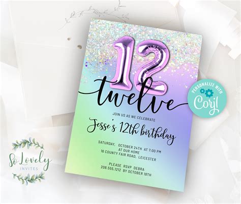 12th Birthday Invitations