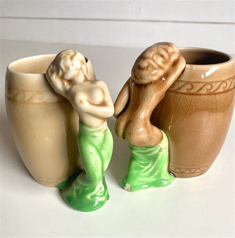 Vintage Dorothy Kindell Risque Naked Lady Mugs Strip Tease Beer Mug Nude Kitschy Barware Kitchen