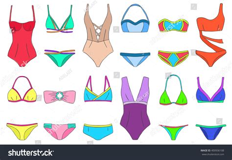 Doodle Bikini Set Summer Swimming Suits 스톡 벡터 로열티 프리 400936108