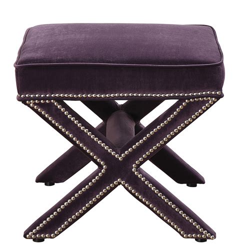 Reese Purple Velvet Square Ottoman Zin Home