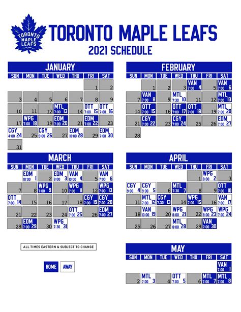 Leafs Schedule 2021-22 Printable - Printable Schedule