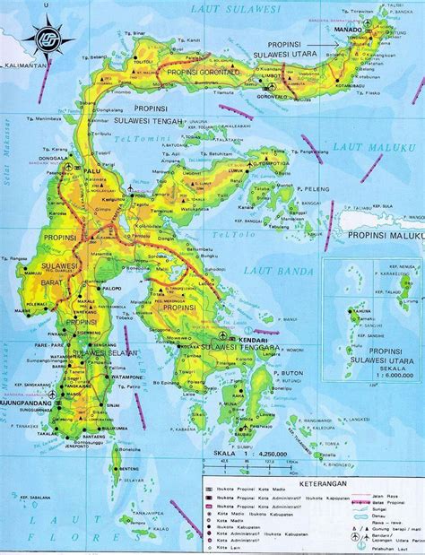 large sulawesi island maps     print high