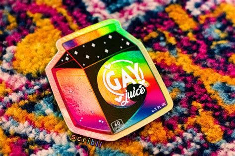 Gay Juice Holographic Sticker Etsy Denmark