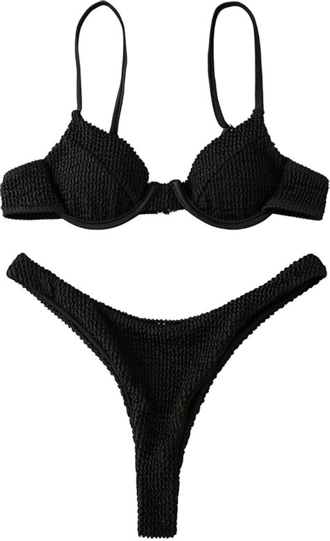 Women S Pure Colour Half Cup Bikini Sexy Casual Swimsuit Piece Set Amazon Co Uk Clothing