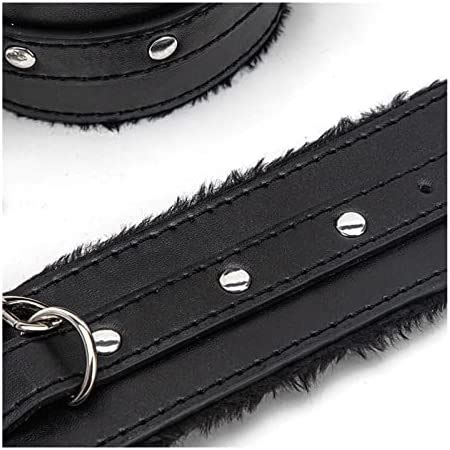 Limmion Bondageset Handgelenk Fußfesseln Set Sex Bondage BDSM SM Leder Plüsch Set Handschellen