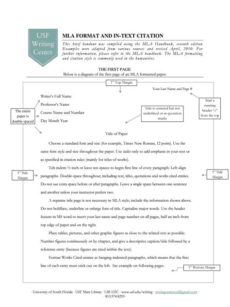 Fillable Online MLA FORMAT AND IN TEXT CITATION Fax Email Print PdfFiller