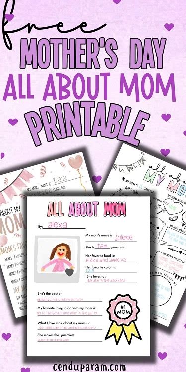 Mother S Day All About My Mom Printable Cenzerely Yours