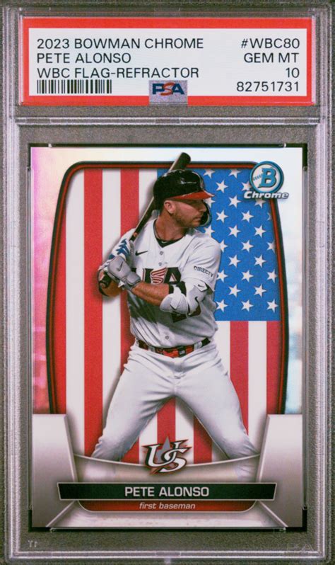 Pete Alonso 2023 Bowman Chrome Wbc 80 Wbc Flag Refractor 499 Price