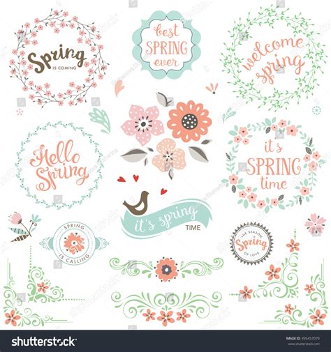 Spring Typography Design Set Vector Elements Stock Vector Royalty Free