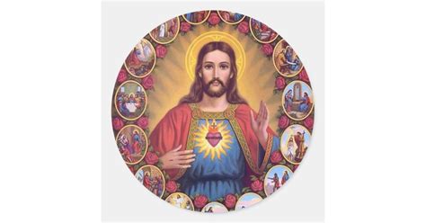 The Sacred Heart Of Jesus Classic Round Sticker Zazzle