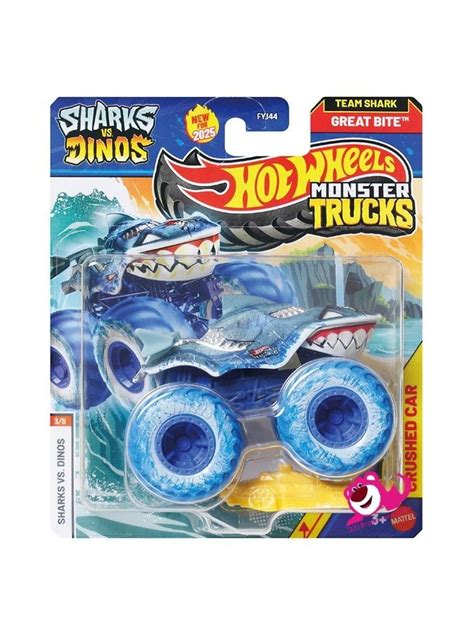 Машинка Mattel Hot Wheels Monster Trucks Монстр трак 2025 FYJ44 Team Shark Great Bite New