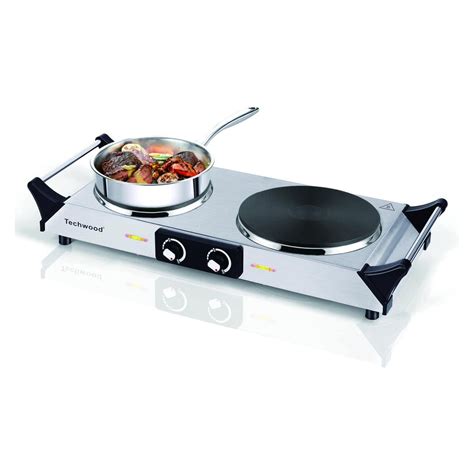 Hot Plate Techwood W Portable Electric Stove For Cooking Countertop Dual Burner With
