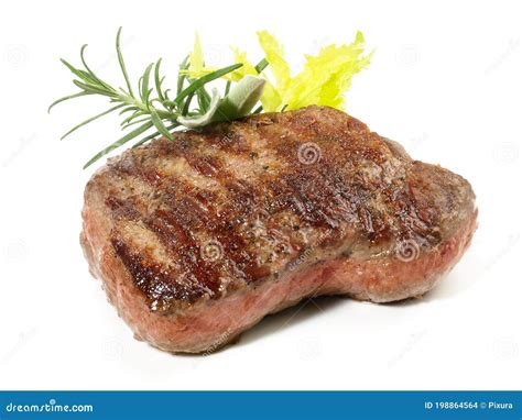 Grilled Chateaubriand Beef Isolated On White Background Stock Photo