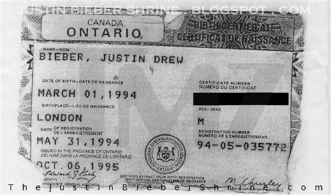 Justins Birth Certificate Canada Justin Bieber Photo 30863705 Fanpop