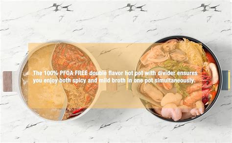 Amazon Dezin Qt Double Flavor Shabu Shabu Pot With Divider Dual Sided Nonstick Hot Pot