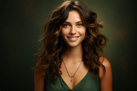 Premium AI Image Generative Ai Studio Portrait Of Beautiful Woman Brunette On Color Background