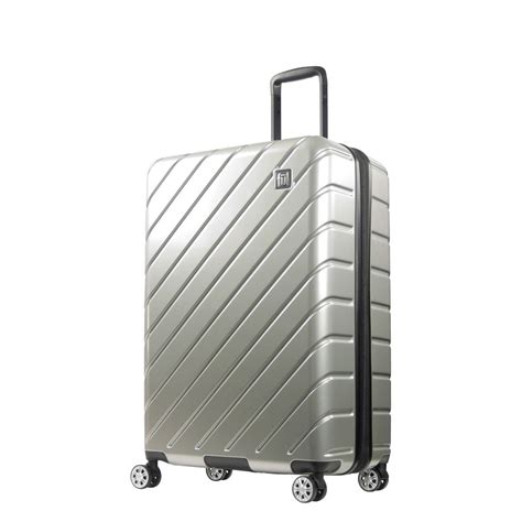 Velocity 31 Hardside Spinner Checked Luggage Suitcase Silver Ful Luggage