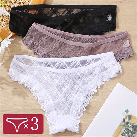 FINETOO Bragas De Encaje Para Mujer Ropa Interior Sexy De Cintura Baja