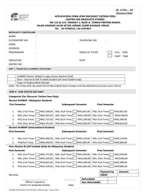 Fillable Online Cgs Unimap Edu APPLICATION FORM FOR DISCOUNT TUITION