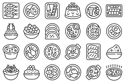 Caribbean Cuisine Icons Set Outline Vector Bbq Chicken Vector