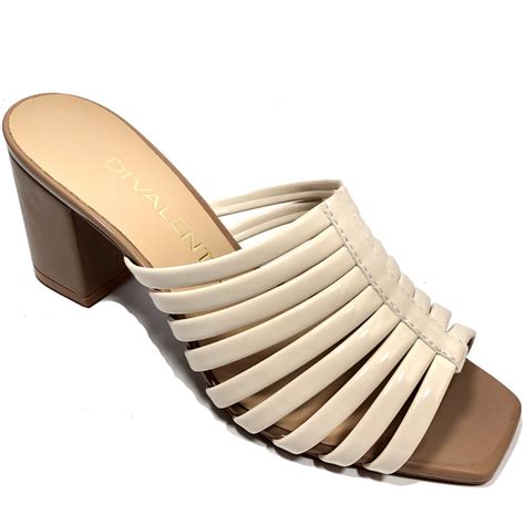 Tamanco Di Valentini Verniz Salto Grosso Feminino Nude Bege