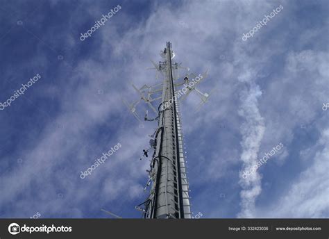 transmitting station tower sky stock photo  panthermediaseller