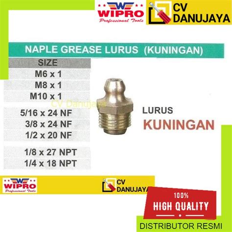 Jual Naple Napple Nipple Napel Nepel Grease Oli Gemuk Lurus Kuningan M