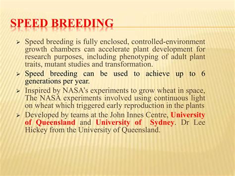 Speed Breeding Presentation Ppt