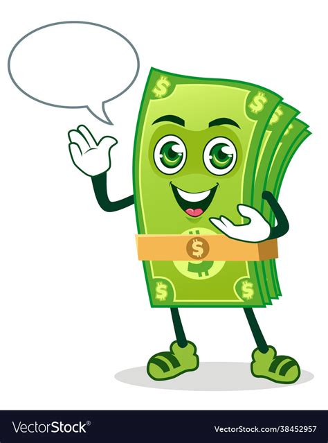 Dollar bill cartoon mascot Royalty Free Vector Image