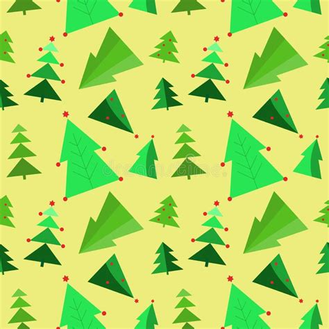 Seamless Christmas Pattern With Green Tree Decorated Garlands Confetti