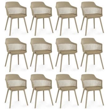 Kit 12 Cadeiras de Jantar Estofada Marcela Nude Escuro Magazine Decor Móveis de Cozinha