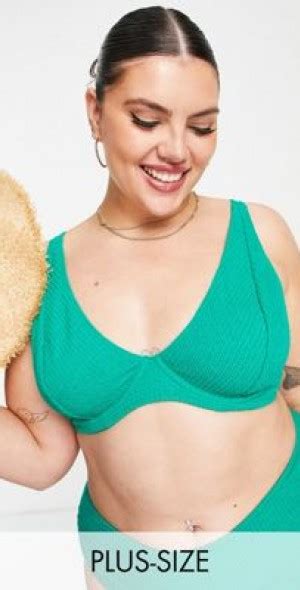 Peek Beau Curve Exclusive Underwire Bikini Top In Green Texture Multi