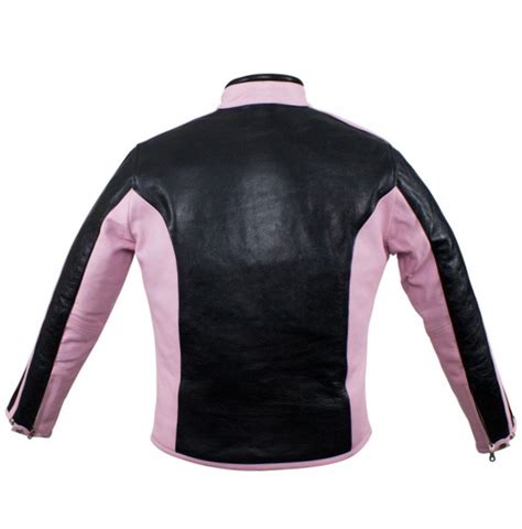 Womens Pink And Black Naked Leather Jacket WLSJ Leather Supreme