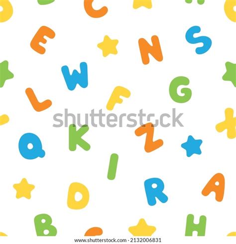 Colorful Playful English Alphabet Seamless Pattern Stock Vector