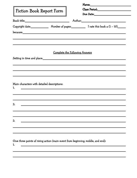 Book Report Template 4th Grade Sampletemplatess Sampletemplatess