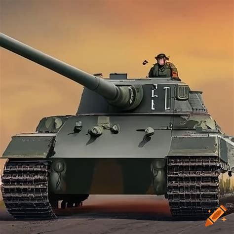 A powerful German King Tiger tank with a streamlined turret on Craiyon