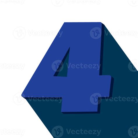 Number Four Number 4 Long Shadow On Transparent Background 22847125 Png