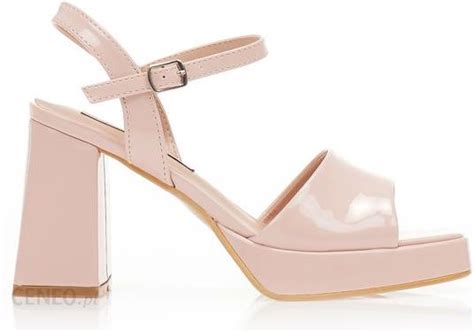 Sandały Nude Lakierowane Na Platformie I Paseczkiem Dookoła Kostki Ceny i opinie Ceneo pl